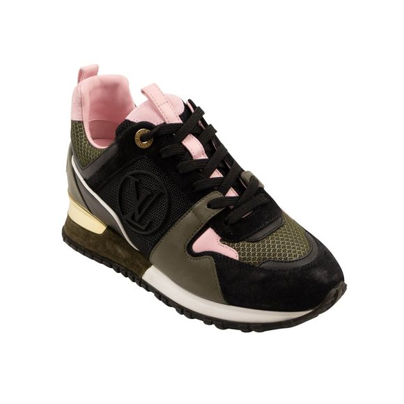 NEW LOUIS VUITTON Black/Green/Pink Run Away Sneakers Size 4/34 - Picture 1 of 5